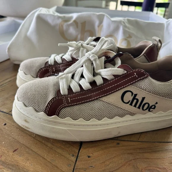Chloe Beige and Brown Sneakers - Picture 5 of 5